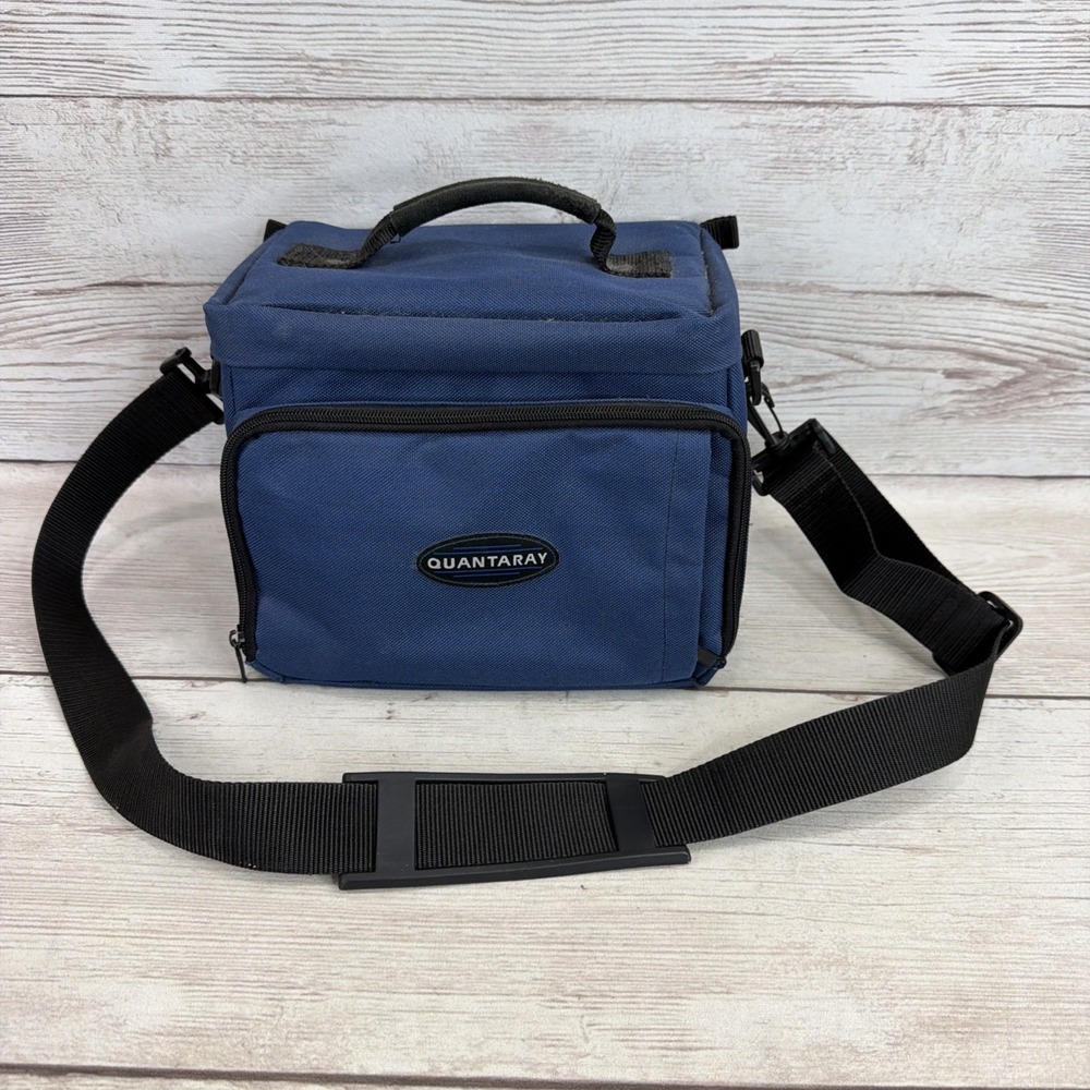 VTG Quantaray 35mm Camera Bag Blue 10" X 8" Handle & Shoulder & Hip Straps